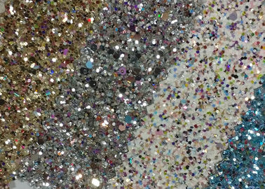 Cina Diamond Chunky Glitter Sparkle Fabric, Kain Dinding Dekoratif Glitter pemasok