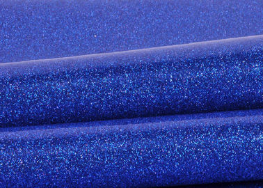 Cina Kain Pvc Glitter Biru Dengan Kain Bawah, Kain Sparkle Glitter Kulit Khusus Tekstil pemasok