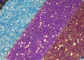 Menarik Gaya 3D Glitter Fabric Multi Warna Pu Glitter Kulit Rainbow Chunky Glitter Fabric pemasok