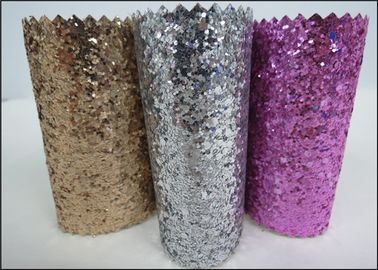 Cina Desain Kustom Grade 3 PU Glitter Fabric 0.7mm Untuk Membuat Aksesoris Rambut pabrik